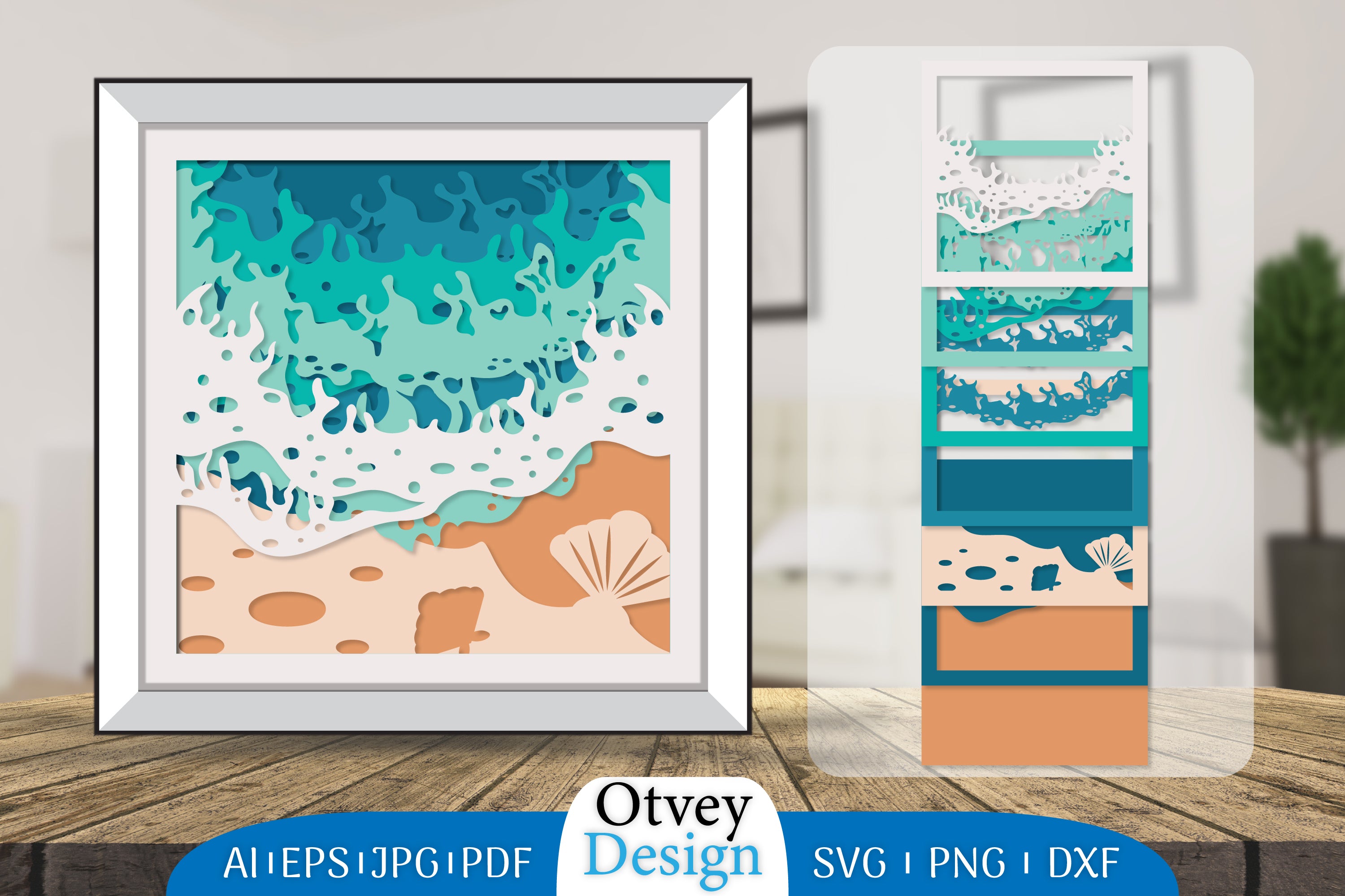 Sea Wave 3D Shadowbox Layered SVG Bundle 5 - CraftNest - Digital Crafting and Art