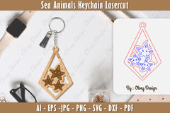 Sea Animals Keychain SVG Bundle 3 - CraftNest - Digital Crafting and Art