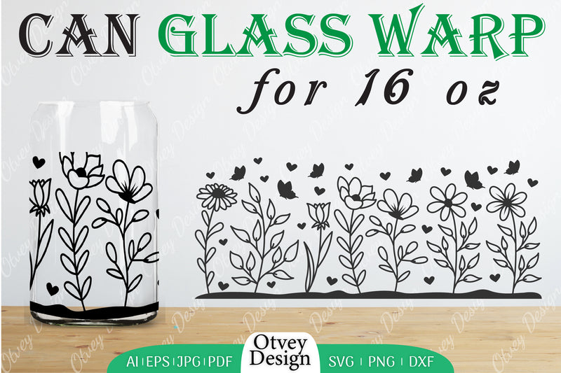 Blooming Wildflowers Can Glass 16 OZ SVG Bundle 8 - CraftNest - Digital Crafting and Art