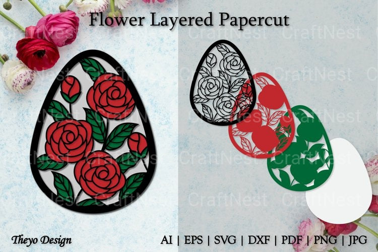 Flower D Layered Papercut SVG Bundle