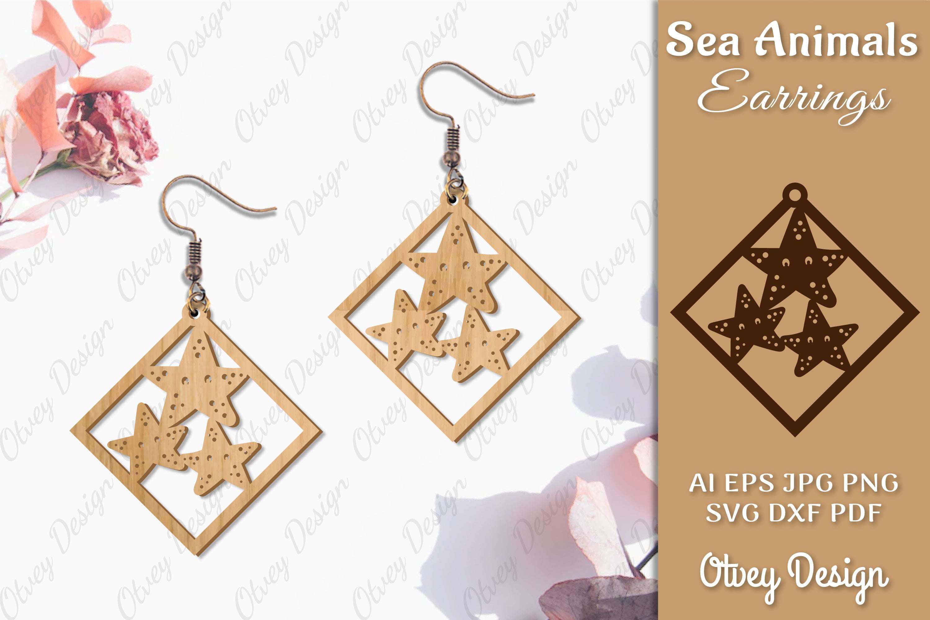Sea Animals Earrings Laser Cut SVG Bundle 27 - CraftNest - Digital Crafting and Art