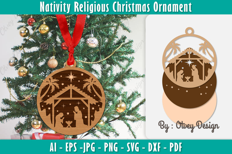 Nativity Religious Christmas Ornament SVG Bundle 8 - CraftNest - Digital Crafting and Art