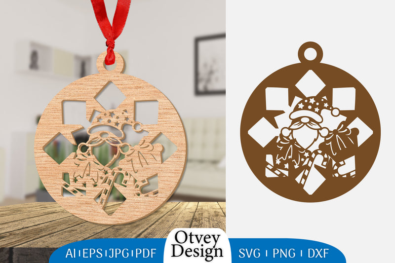 Christmas Gnome Ornament Lasercut SVG Bundle 9 - CraftNest - Digital Crafting and Art
