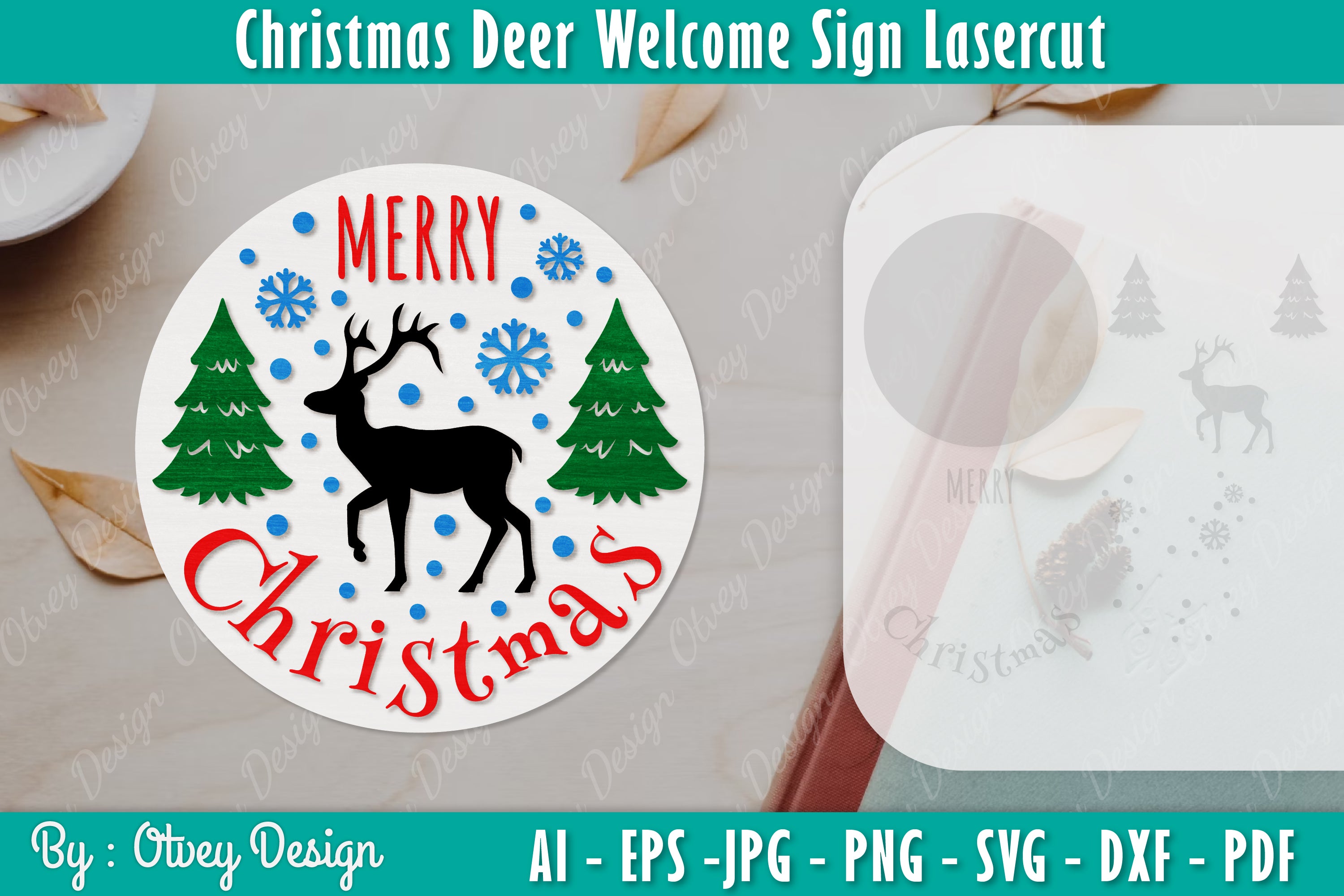 Christmas Deer Welcome Sign SVG Bundle