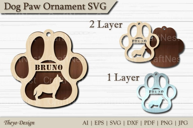 Dog Paw Ornament SVG Bundle