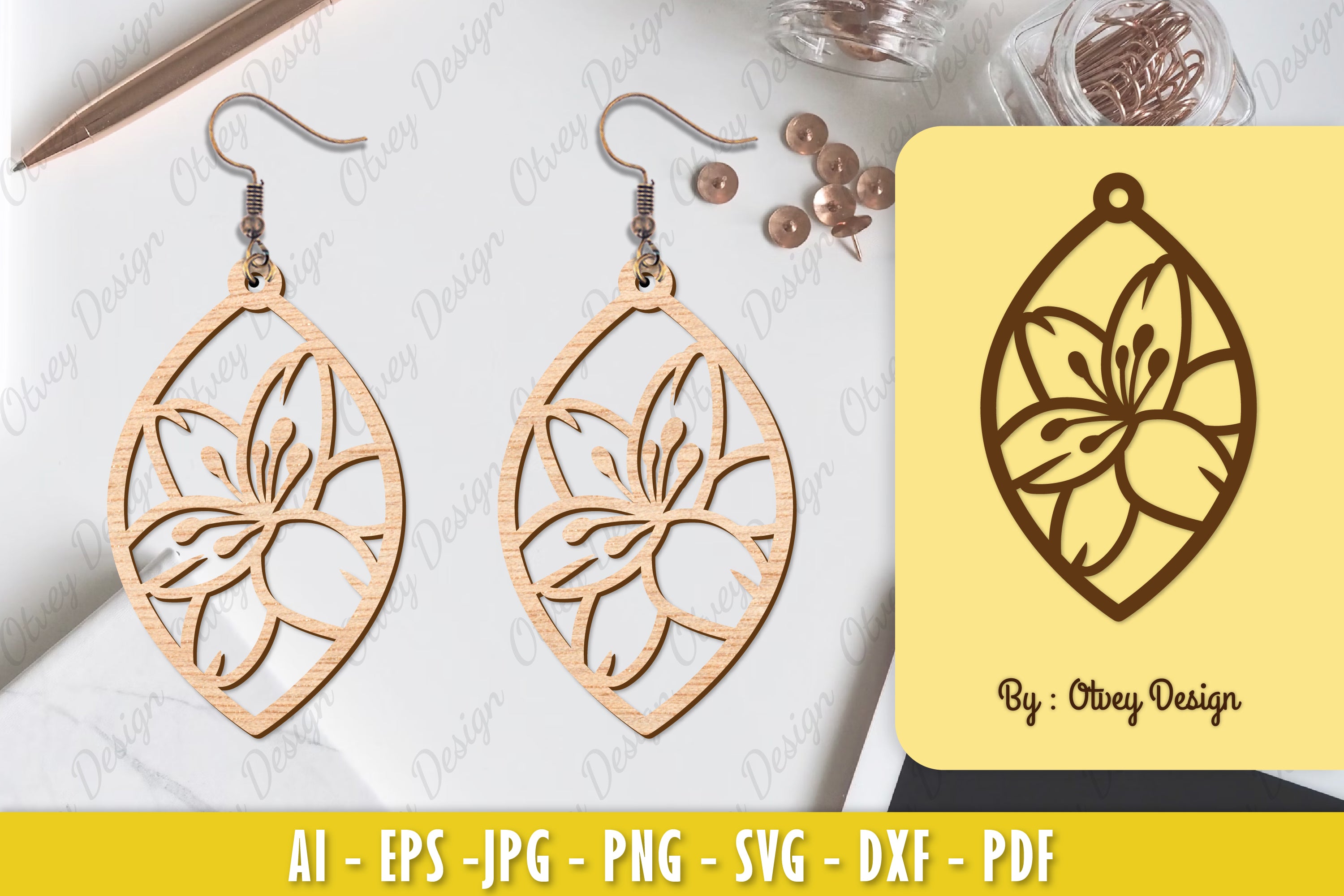 Flower Earring Laser Cut SVG Bundle 16 - CraftNest - Digital Crafting and Art