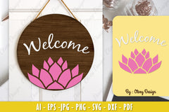 Lotus Flower Welcome Sign SVG Bundle 3 - CraftNest - Digital Crafting and Art