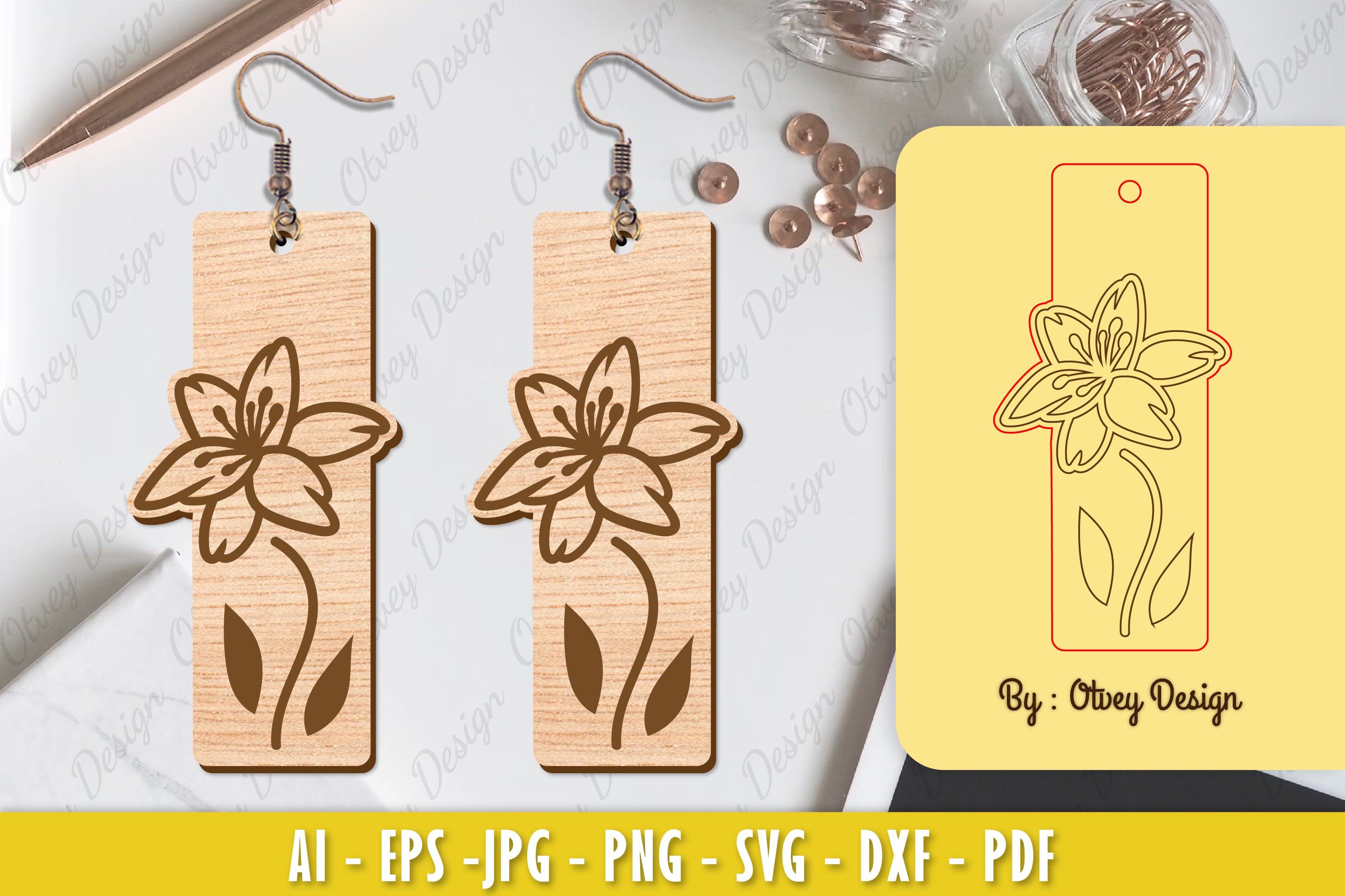 Flower Earring Laser Cut SVG Bundle 146 - CraftNest - Digital Crafting and Art