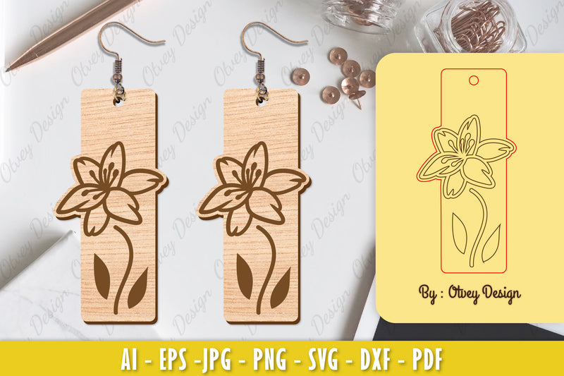 Flower Earring Laser Cut SVG Bundle 146 - CraftNest - Digital Crafting and Art