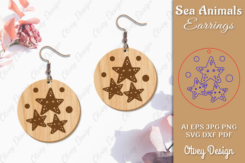 Sea Animals Earrings Laser Cut SVG Bundle 15 - CraftNest - Digital Crafting and Art