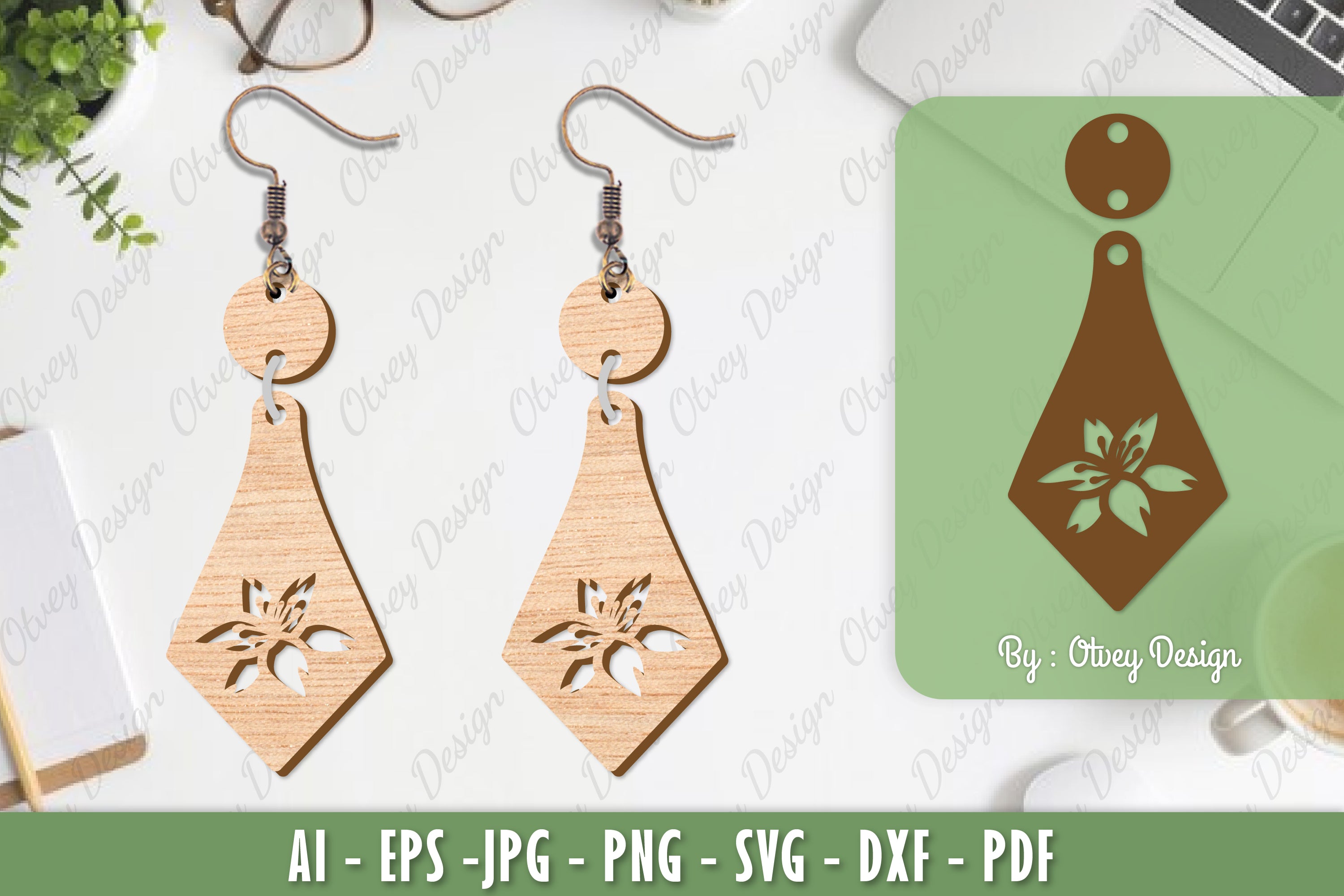 Flower Earrings Laser Cut SVG Bundle 76 - CraftNest - Digital Crafting and Art