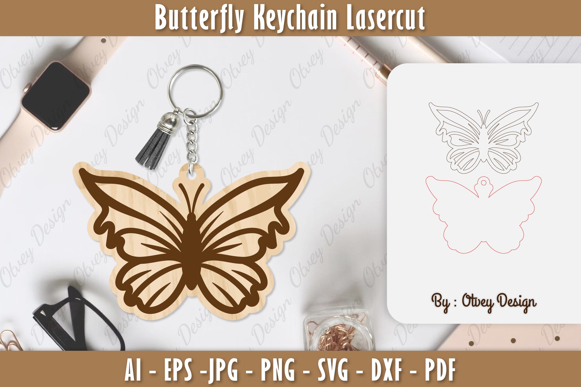 Butterfly Keychain Lasercut SVG Bundle 28 - CraftNest - Digital Crafting and Art
