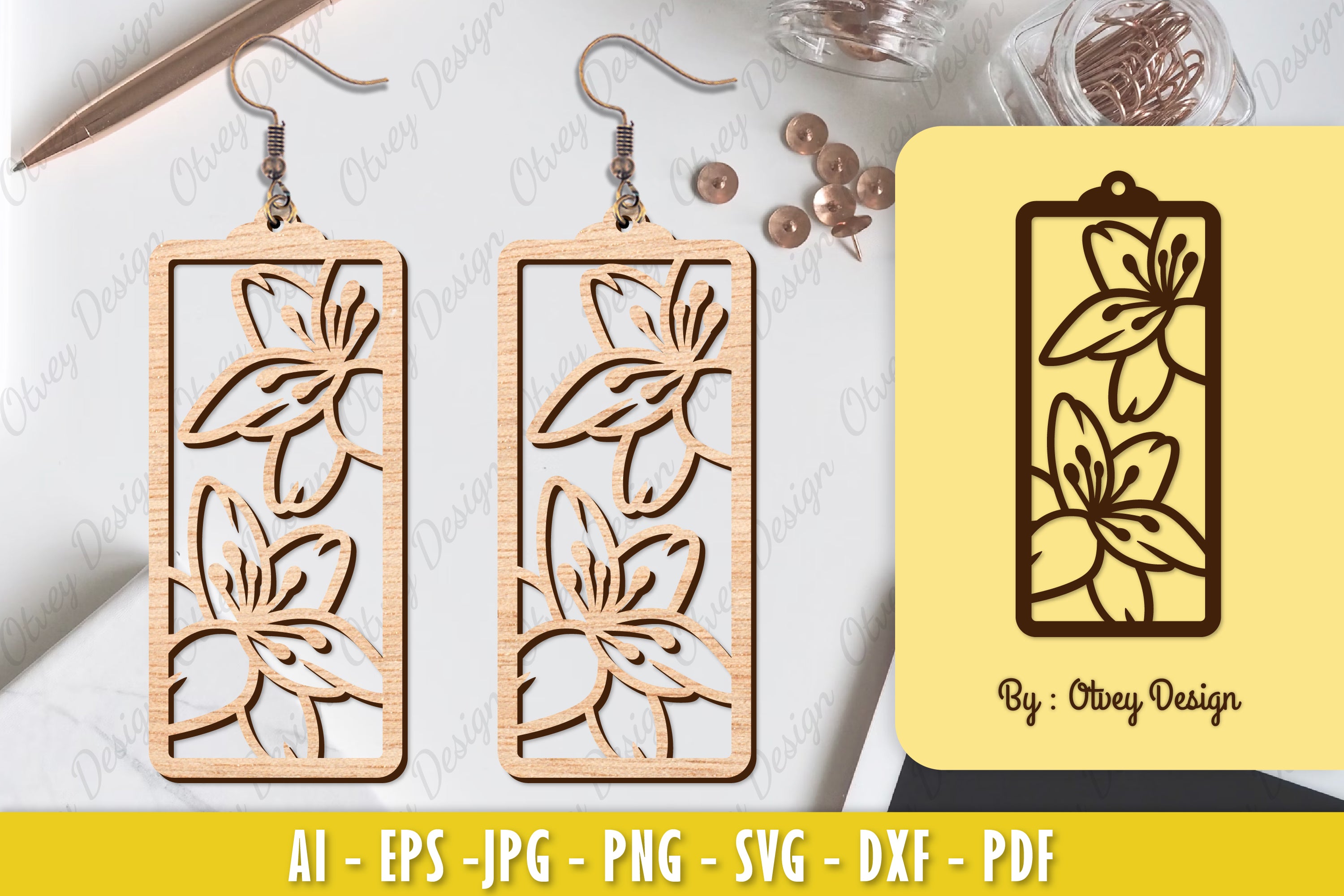 Flower Earring Laser Cut SVG Bundle 116 - CraftNest - Digital Crafting and Art