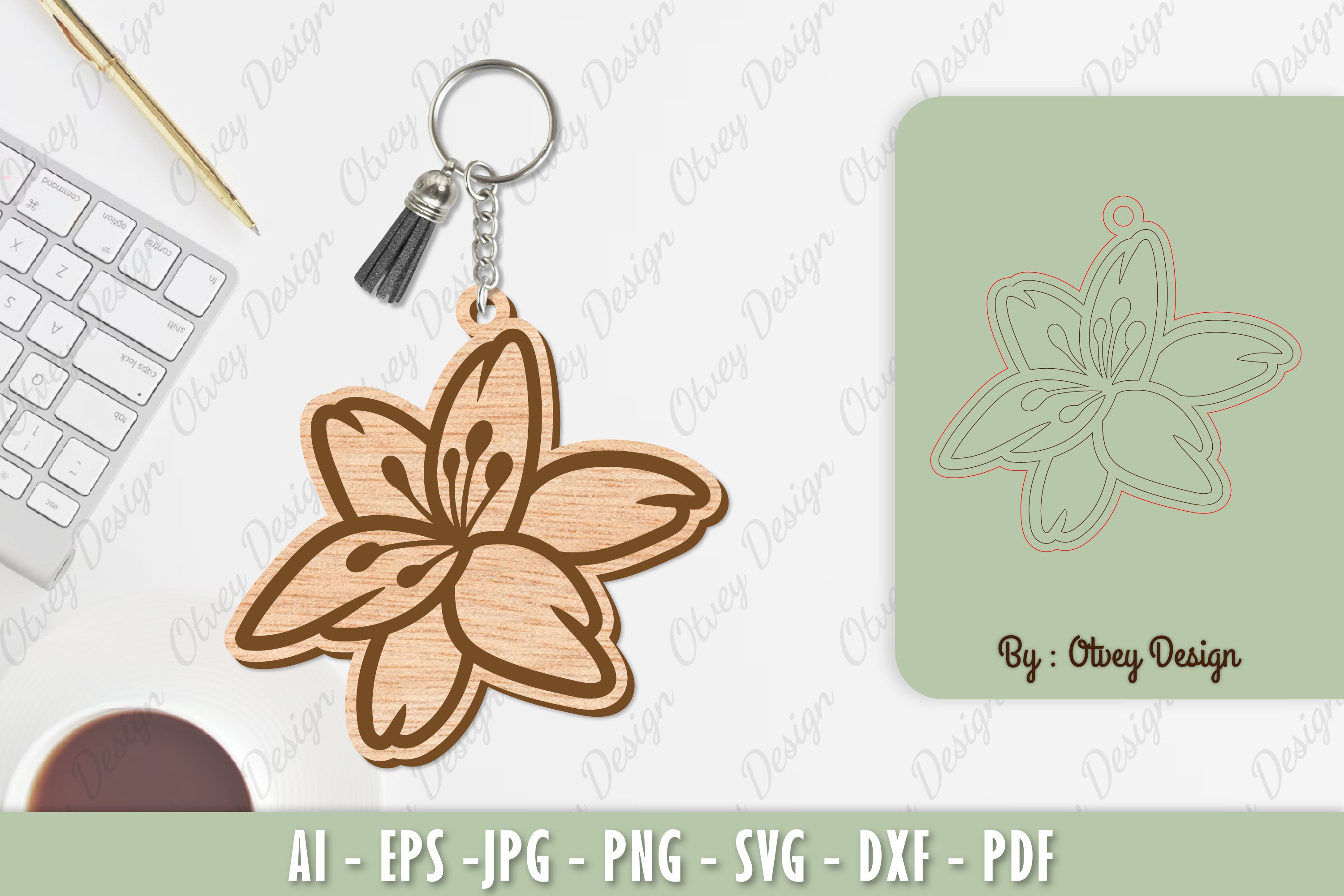 Flower Keychain Laser Cut SVG Bundle 36 - CraftNest - Digital Crafting and Art