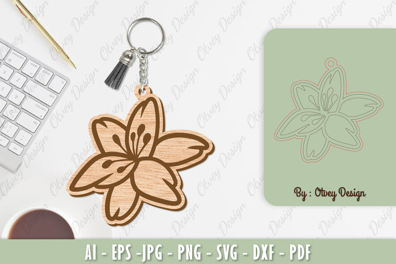 Flower Keychain Laser Cut SVG Bundle 36 - CraftNest - Digital Crafting and Art