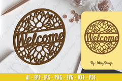 Lotus Flower Welcome Sign SVG Bundle 1 - CraftNest - Digital Crafting and Art
