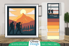 Hiking Couple 3D Shadowbox Layered Papercut SVG Bundle 5 - CraftNest - Digital Crafting and Art
