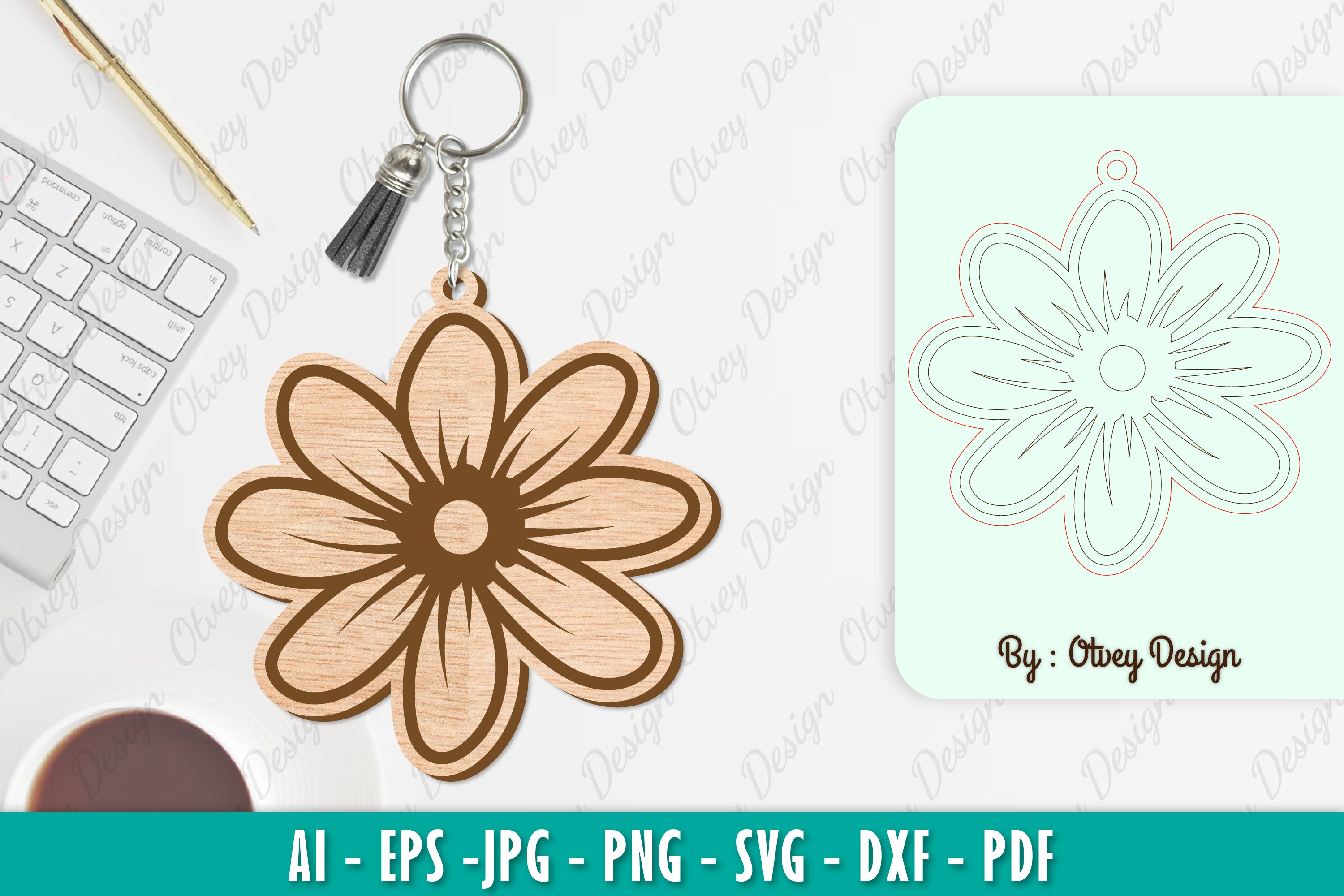 Flower Keychain SVG Bundle 20 - CraftNest - Digital Crafting and Art