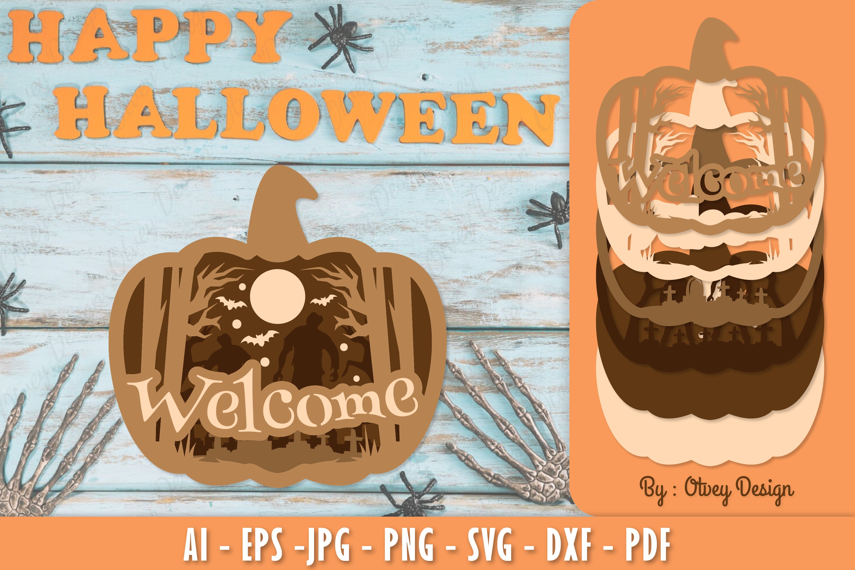 Welcome Halloween Lasercut SVG Bundle 5 - CraftNest - Digital Crafting and Art