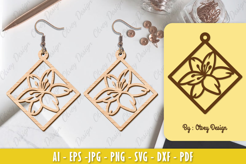 Flower Earring Laser Cut SVG Bundle 6 - CraftNest - Digital Crafting and Art