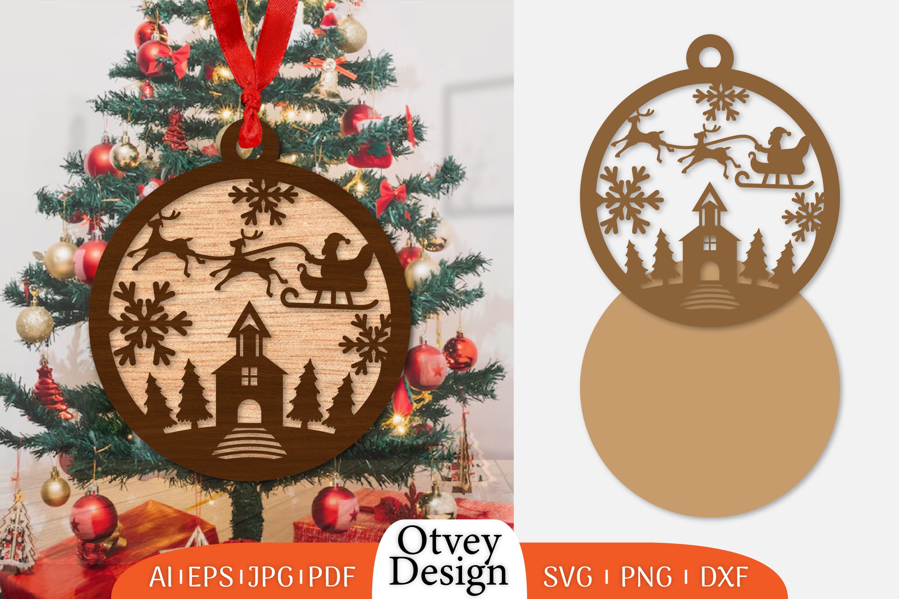 Ornament Christmas Santa Sleigh Lasercut SVG Bundle 14 - CraftNest - Digital Crafting and Art