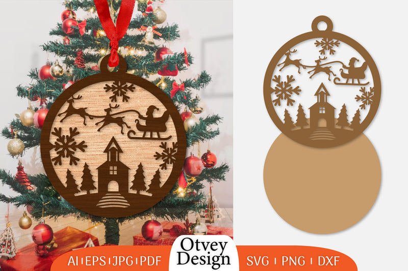 Ornament Christmas Santa Sleigh Lasercut SVG Bundle 14 - CraftNest - Digital Crafting and Art