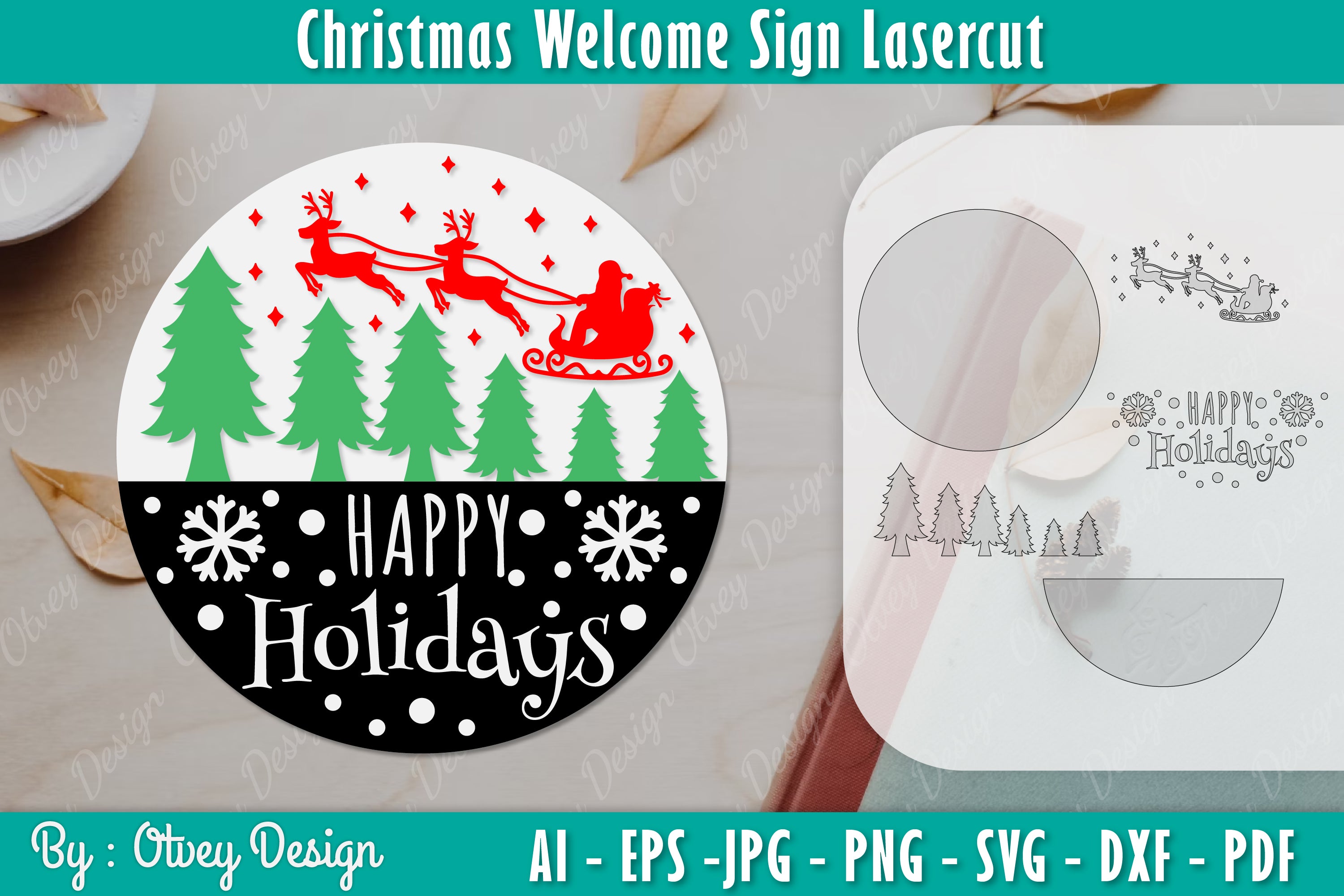 Christmas Welcome Sign SVG Bundle 8 - CraftNest - Digital Crafting and Art