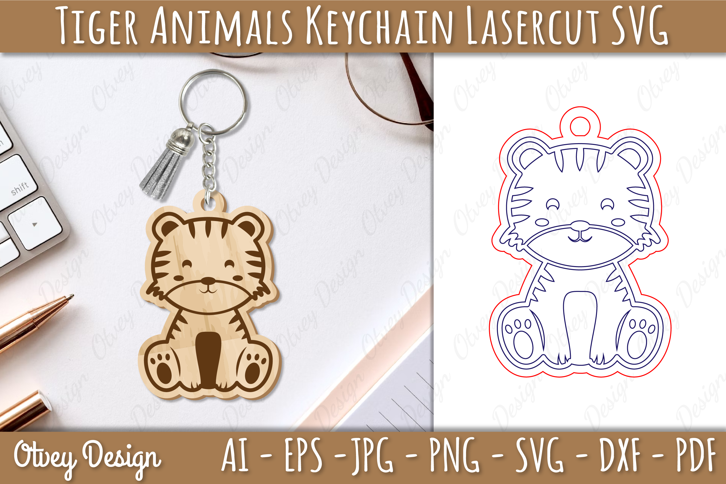 Tiger Animal Keychain SVG Bundle - CraftNest - Digital Crafting and Art