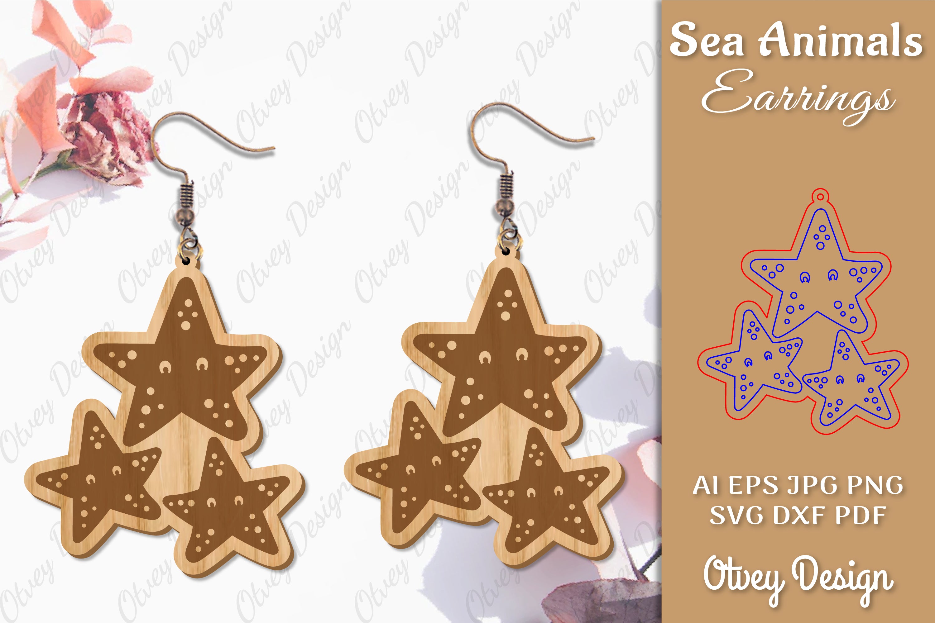 Earrings Sea Animals Laser Cut SVG Bundle 3 - CraftNest - Digital Crafting and Art