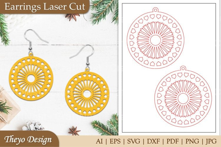 Earrings Mandala Lasercut SVG Bundle
