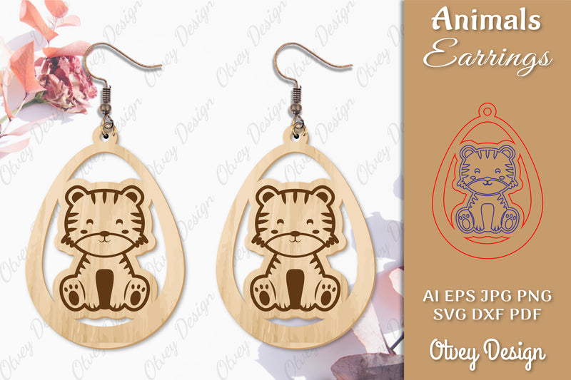 Tiger Animal Earrings Lasercut SVG Bundle - CraftNest - Digital Crafting and Art