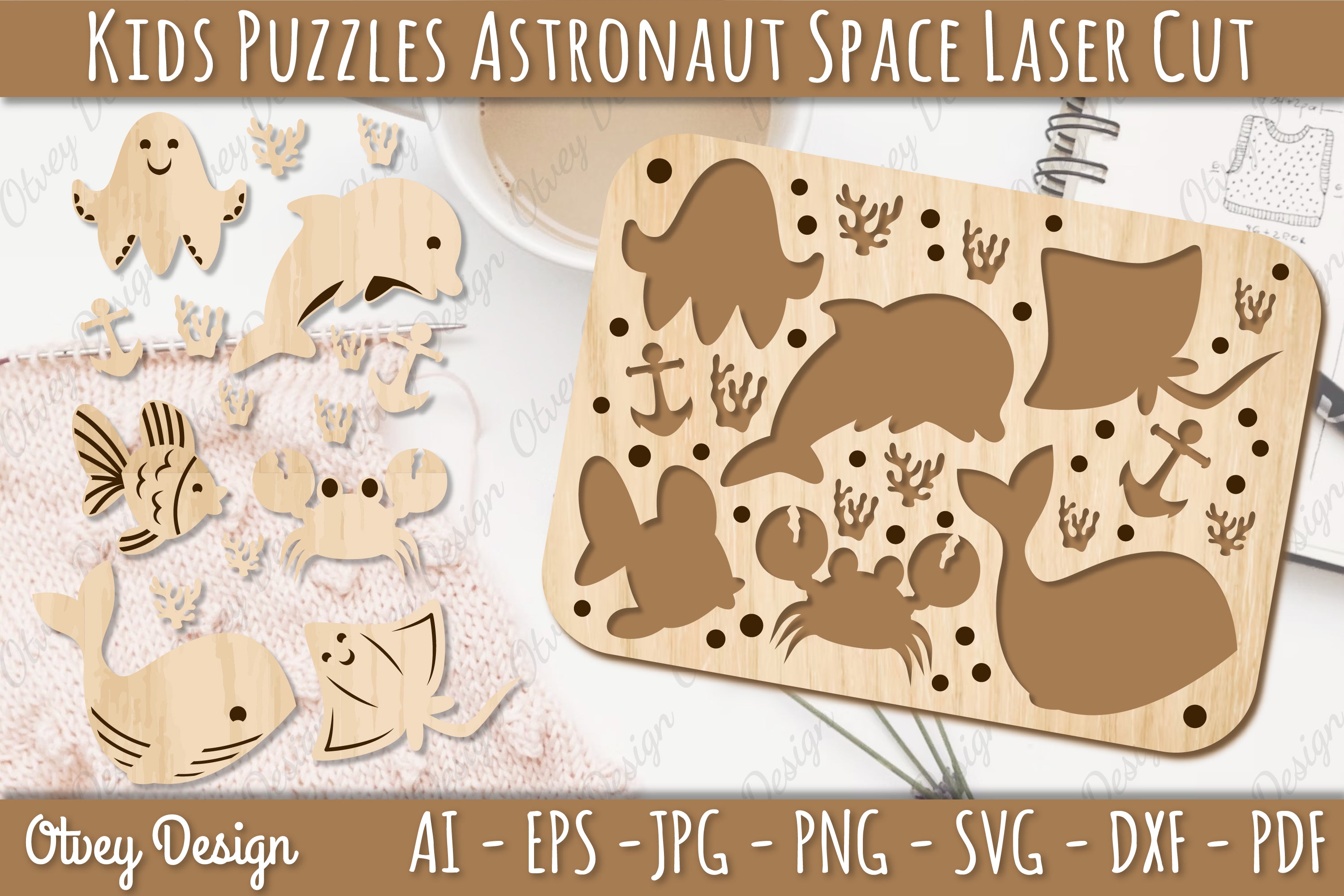 Kids Sea Animals Educational Puzzles SVG Bundle