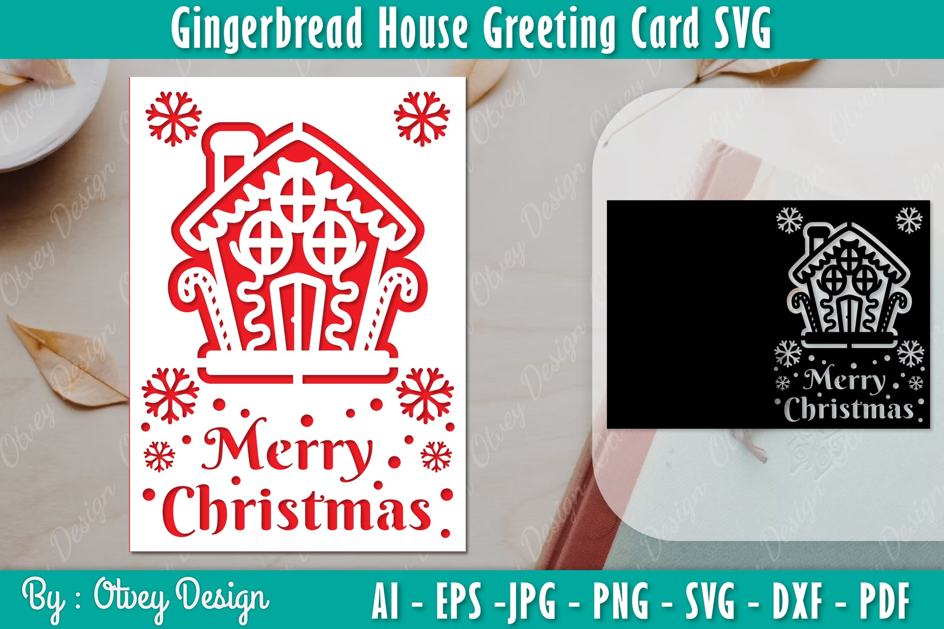 Gingerbread House Greeting Card SVG Bundle 8 - CraftNest - Digital Crafting and Art