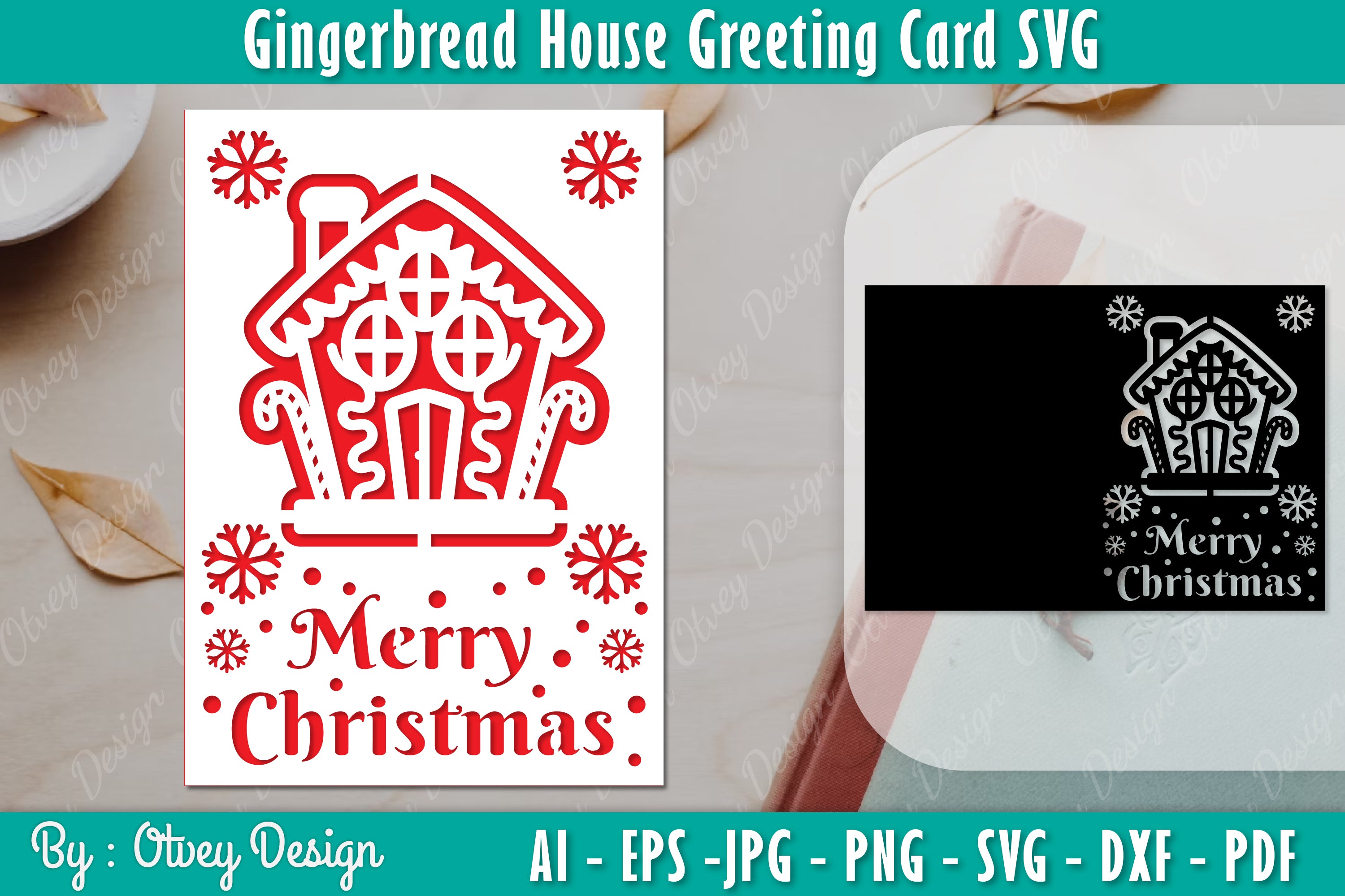 Gingerbread House Greeting Card SVG Bundle 8 - CraftNest - Digital Crafting and Art