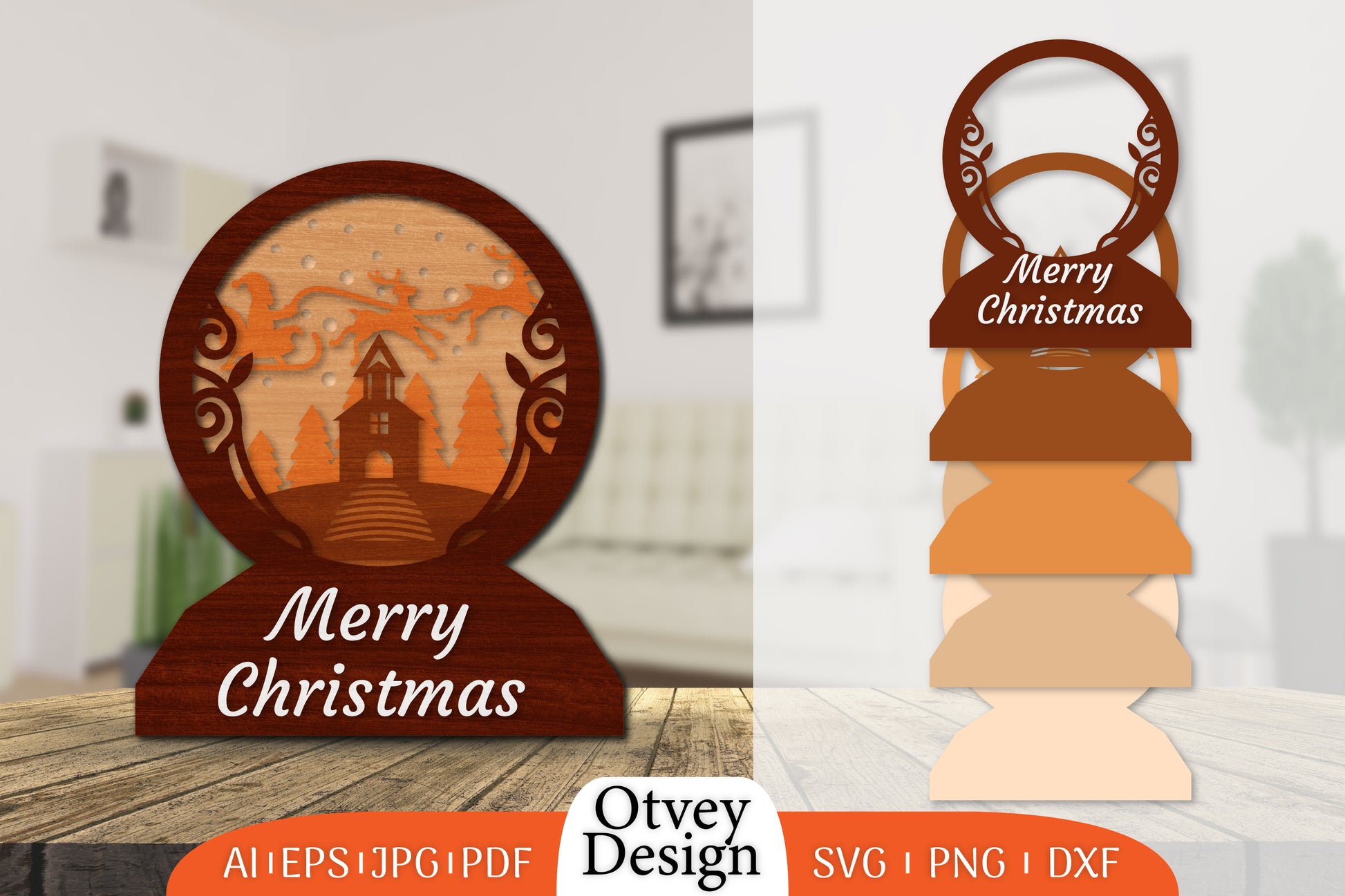 Christmas Santa Sleigh 3D Lasercut SVG Bundle 5 - CraftNest - Digital Crafting and Art