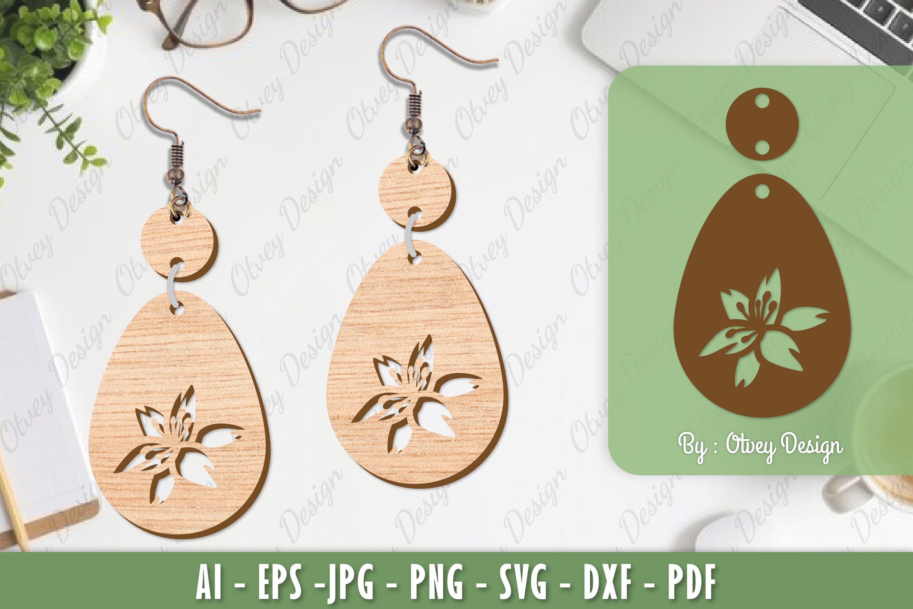 Flower Earrings Laser Cut SVG Bundle 26 - CraftNest - Digital Crafting and Art