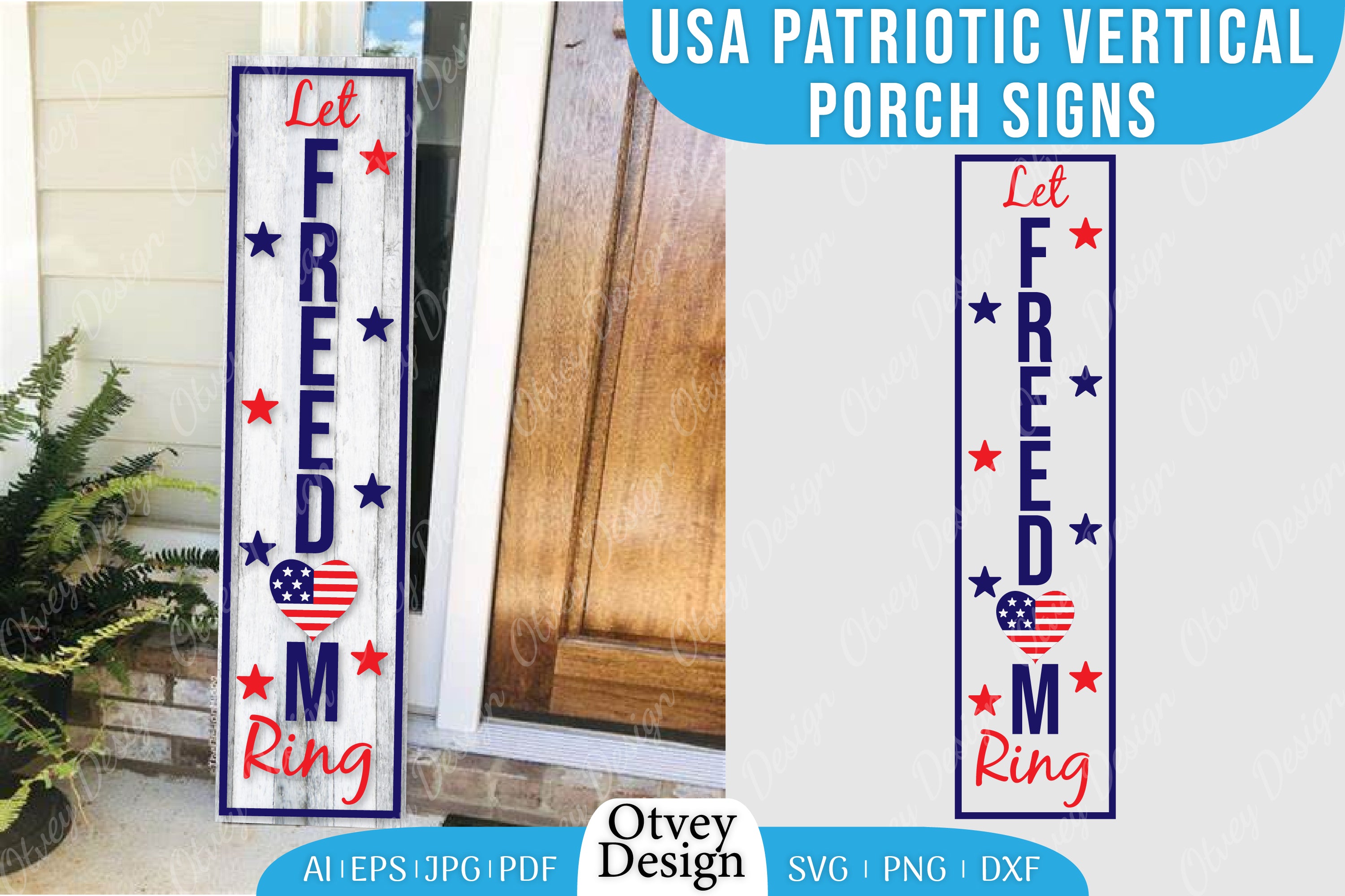 USA Patriotic Vertical Porch Signs SVG Bundle 16 - CraftNest - Digital Crafting and Art