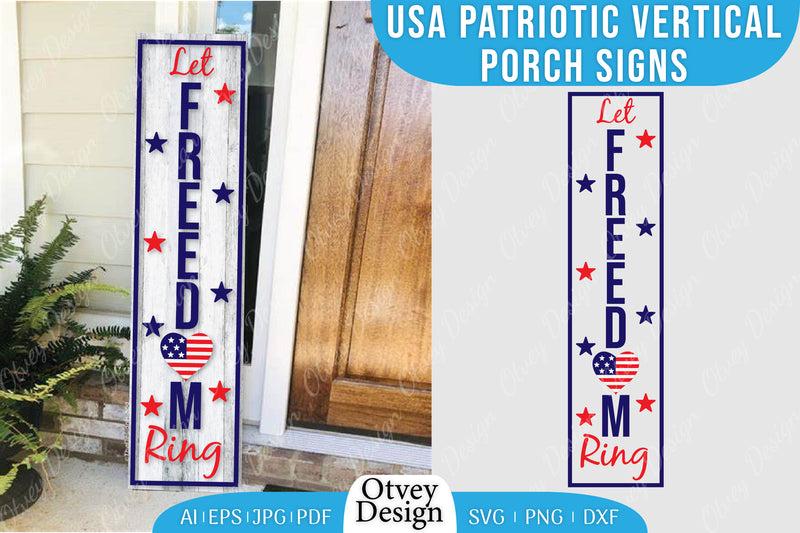 USA Patriotic Vertical Porch Signs SVG Bundle 16 - CraftNest - Digital Crafting and Art