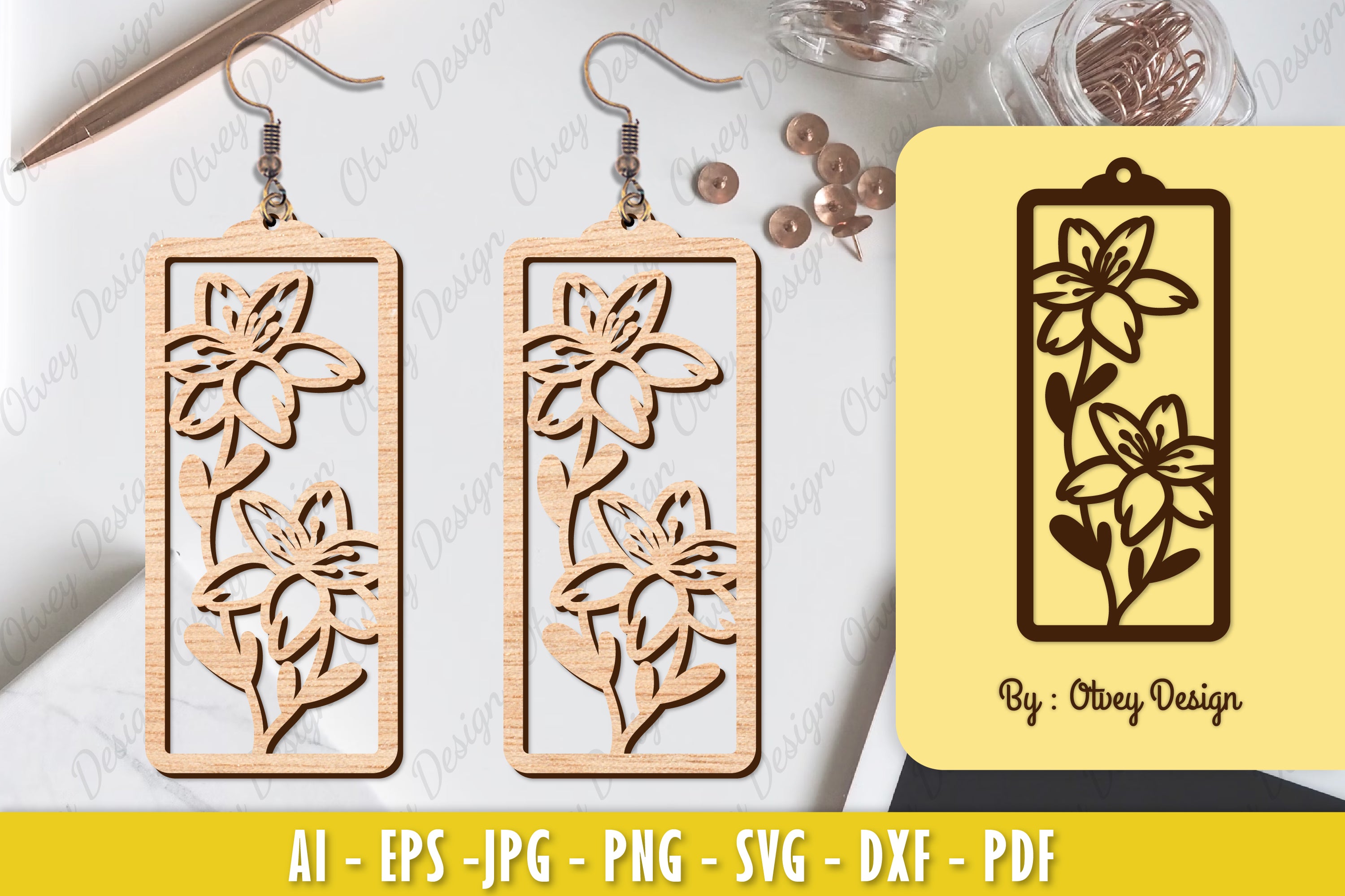 Flower Earring Laser Cut SVG Bundle 126 - CraftNest - Digital Crafting and Art