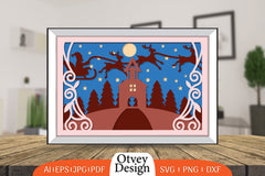 Christmas Santa Sleigh 3D Shadowbox Layered SVG Bundle 3 - CraftNest - Digital Crafting and Art