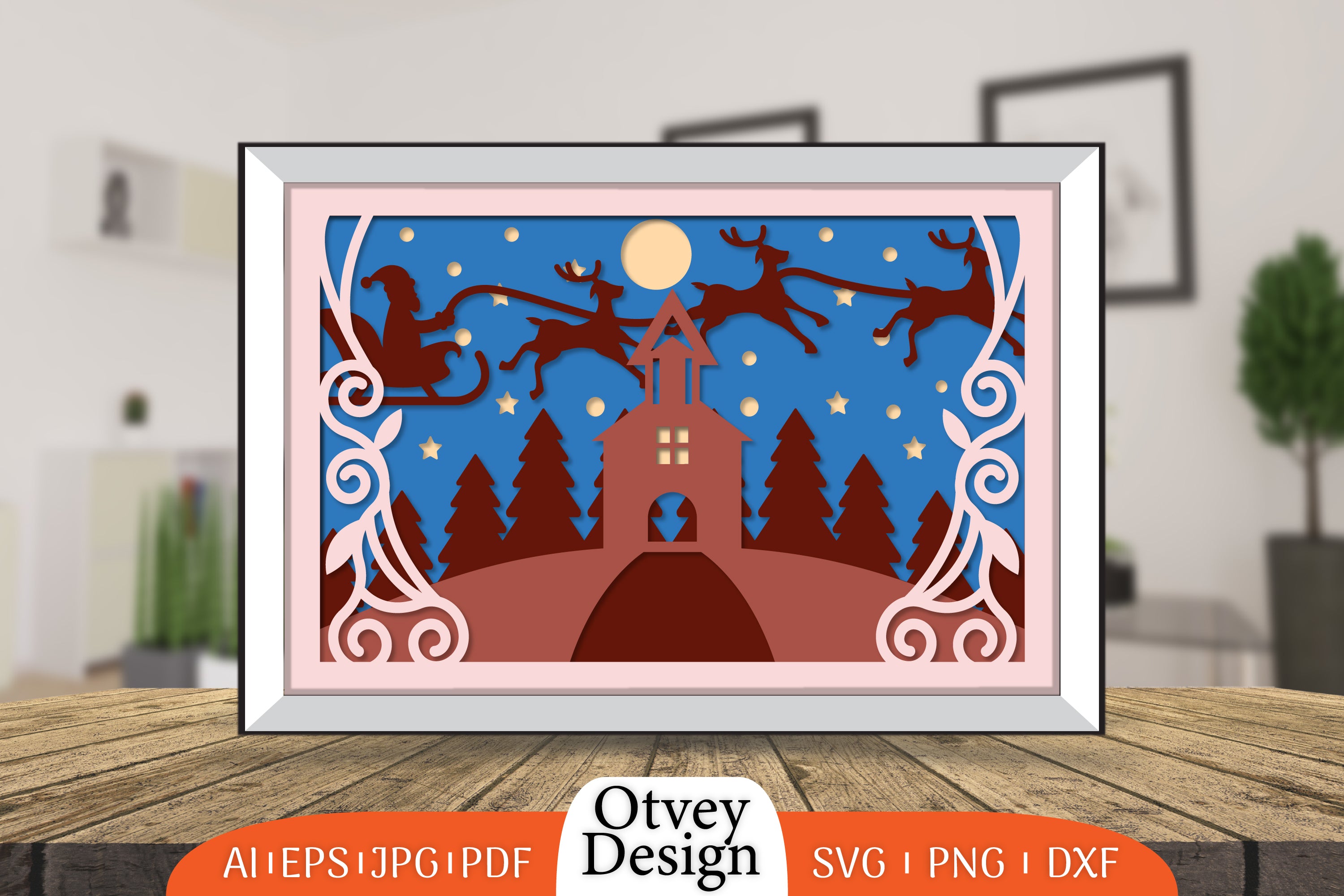 Christmas Santa Sleigh 3D Shadowbox Layered SVG Bundle 3 - CraftNest - Digital Crafting and Art