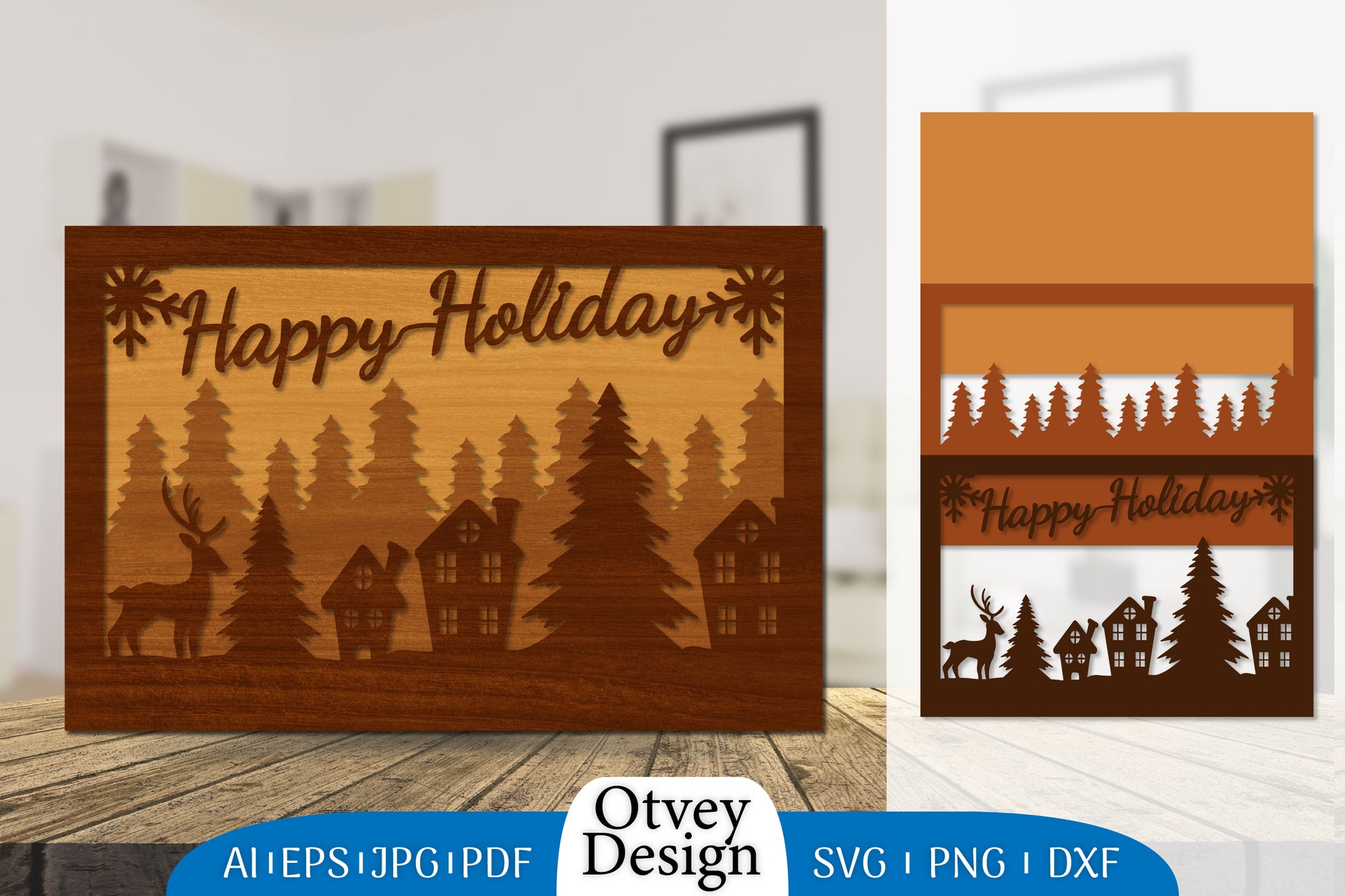 Christmas Deer Layered Lasercut SVG Bundle 6 - CraftNest - Digital Crafting and Art