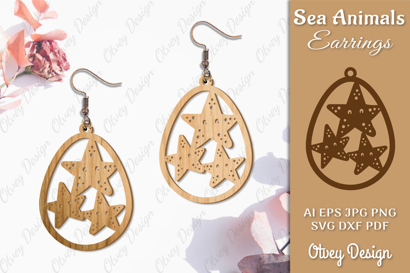 Sea Animals Earrings Laser Cut SVG Bundle 49 - CraftNest - Digital Crafting and Art