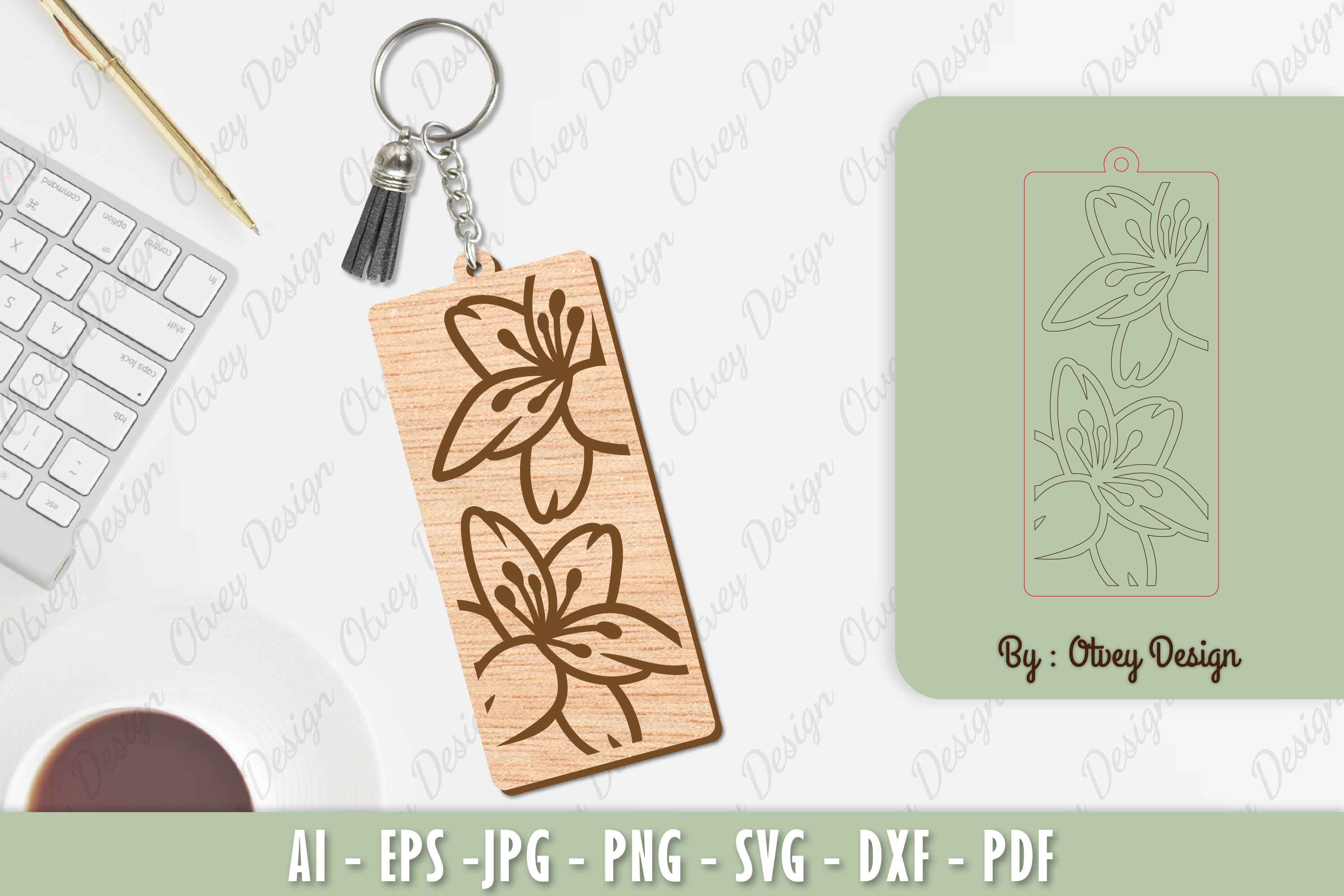 Flower Keychain Laser Cut SVG Bundle 16 - CraftNest - Digital Crafting and Art