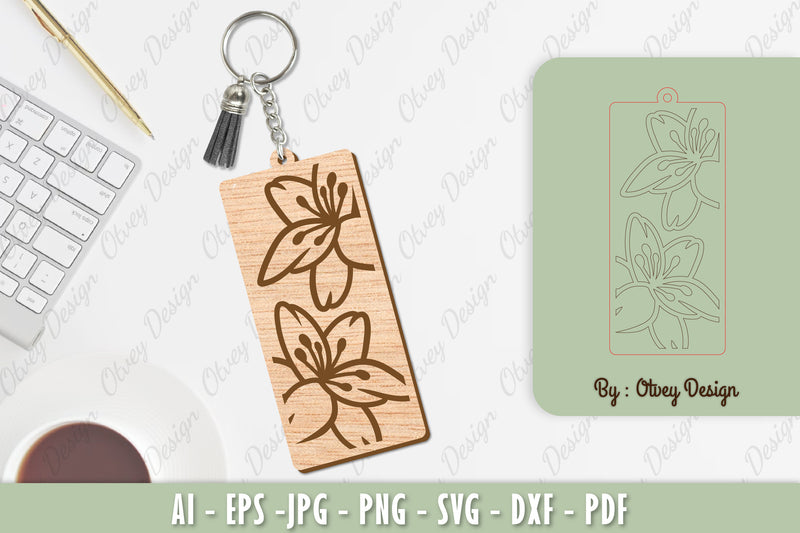 Flower Keychain Laser Cut SVG Bundle 16 - CraftNest - Digital Crafting and Art