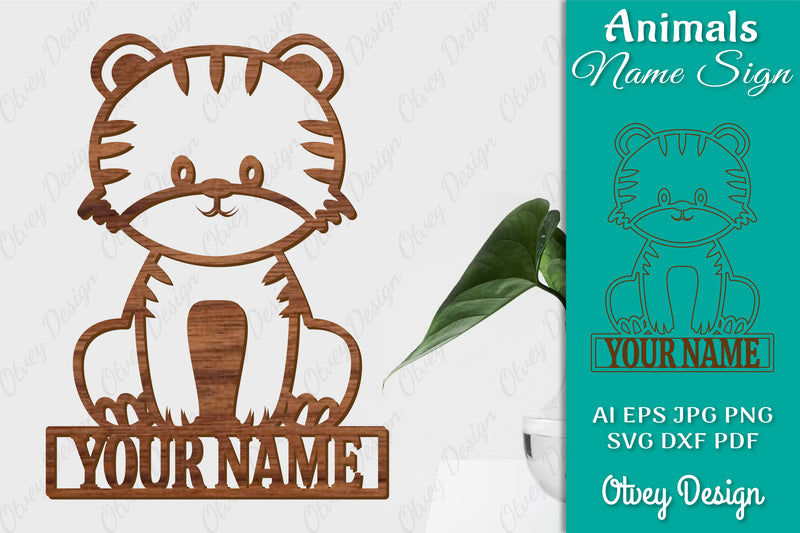 Animal Name Sign SVG Laser Cut Template Door Wall Hanger SVG Bundle 11 - CraftNest - Digital Crafting and Art