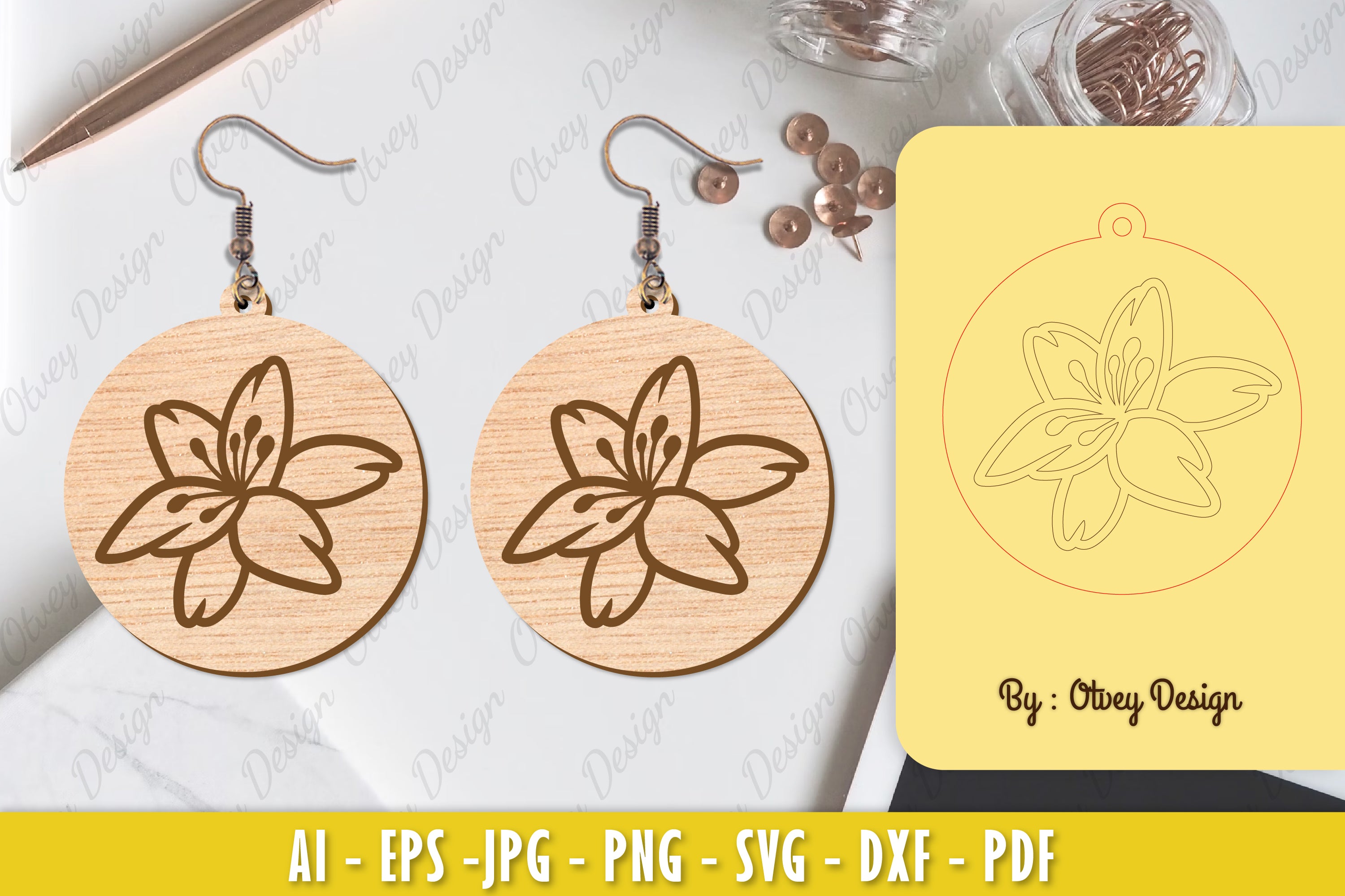 Flower Earring Laser Cut SVG Bundle 26 - CraftNest - Digital Crafting and Art
