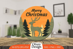 Christmas Deer Round Door Lasercut SVG Bundle 5 - CraftNest - Digital Crafting and Art