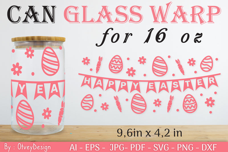 Happy Easter Day 16oz Can Glass Wrap SVG Bundle 8 - CraftNest - Digital Crafting and Art