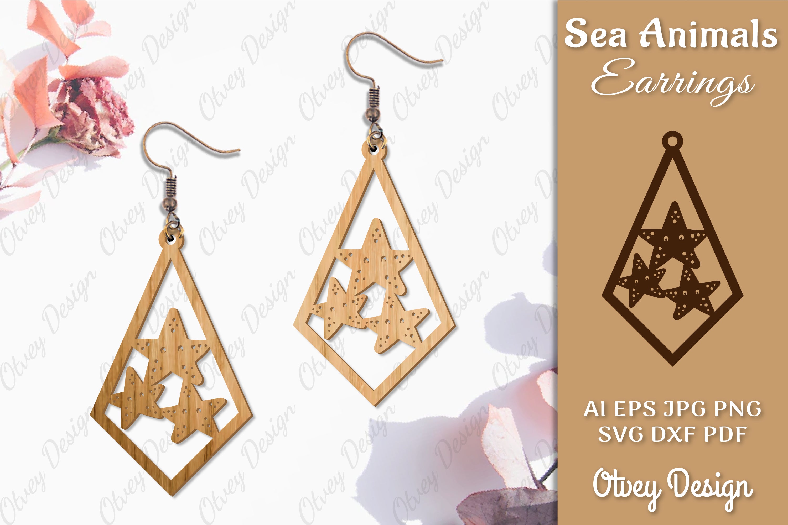 Sea Animals Earrings Laser Cut SVG Bundle 39 - CraftNest - Digital Crafting and Art